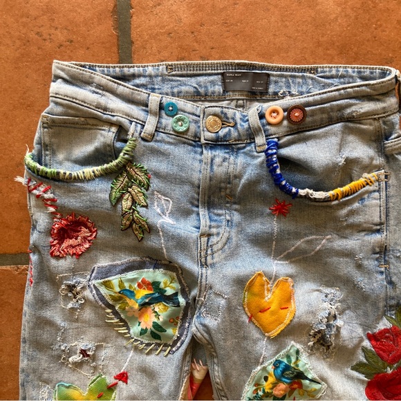 Zara Upcycled Patched Destroyed denim, jeans, - Picture 12 of 15